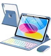 EAMPANG Case with Keyboard Mouse for iPad A16 11th 10th Generation 11/10.9 inch,Rainbow Backlit D...