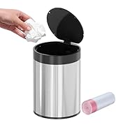 SolaceCove Mini Trash Can for Desk 0.4 Gallon,1.5L Stainless Steel mini Desk Trash can with Lid,T...
