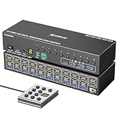 8 Port HDMI Displayport KVM Switch 2 Monitors 8 Computers 4K@60Hz EDID Simulation,8 PC Dual Monit...