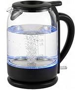 OVENTE 1.5L Glass Electric Kettle Water Boiler, Black KG516B | 1500W Fast Boiling, Easy Fill Lid,...