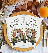 Horaldaily 100 Fall Disposable Paper Decorative Guest Napkins, Thanksgiving Autumn Harvest Green ...