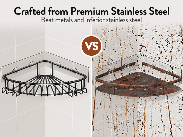 Adhesive Shower Shelves for Inside Shower No Drilling 2 Pack black Only for 90-Degree Corner