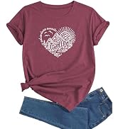 J&DHUASHA Women's T-Shirt Short Sleeve Crewneck Graphic Tees Printed Casual Summer Tops