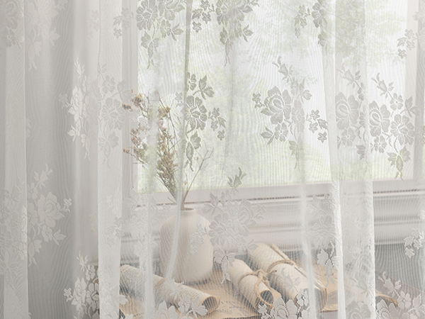 Kotile privacy lace curtains 2 panels set ivory sheer lace curtains for bedroom