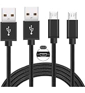 PS4 Controller Charger Charging Cable 2 PACK 10FT Nylon Braided Micro USB Cord Compatible with Xb...