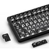 HITIME XVX Black Clear Keycaps, Transparent Keycaps 60 75 100 Percent, Ceramic Keycap Style, Shin...