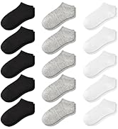 GENTABY 15 Pairs Kids Low Cut Ankle Socks for Boys Girls 1-13, Breathable Lightweight No-Show for...