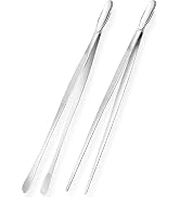 Muzioiernsu Professional Kitchen & Cooking Tweezers Tongs, 2 PCS 12-Inch Extra-Long Tweezer with ...
