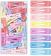 56 Pcs Cute Rectangle Metal Snap Hair Clips, 2 Inch Strong Hold Small Barrettes for Women Girls, ...