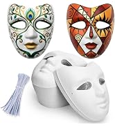 Nicunom 50 Pcs Paper Mache Mask, DIY Craft Full Face Masks Paint Masquerade Ball Mask White Adult...