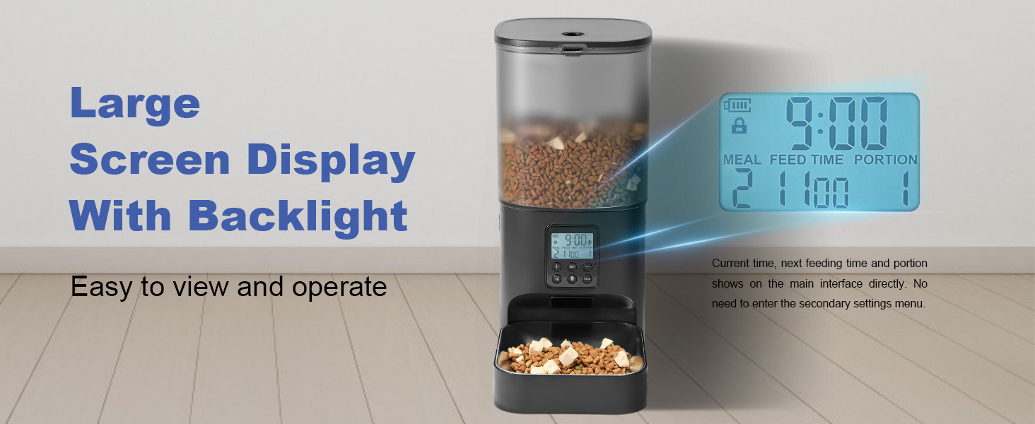 automatic cat feeder with large screen display