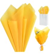 BEISHIDA 20 Sheet Yellow Korean Flower Wrapping Paper, 22 x 22 Inch/pcs Tissue Paper for Flower B...