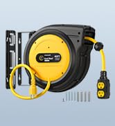 DEWENWILS Retractable Extension Cord Reel 40FT, ETL Listed, Yellow | 10AWG SJTOW Heavy Duty, Auto...