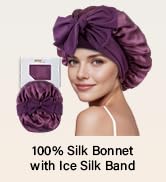 ZIMASILK 100% Mulberry Silk Bonnet for Sleeping Women Long Hair Double Layer Silk Hair Wrap with ...