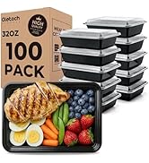 Glotoch Meal Prep Containers 32oz 100 Pack(200 Piece) with Lids, Reusable 1-Compartment Food Stor...