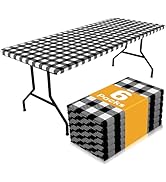 Smiry Picnic Table Cloth 6 Pack, Waterproof Elastic Fitted Tablecloths for 6FT Rectangle Tables, ...