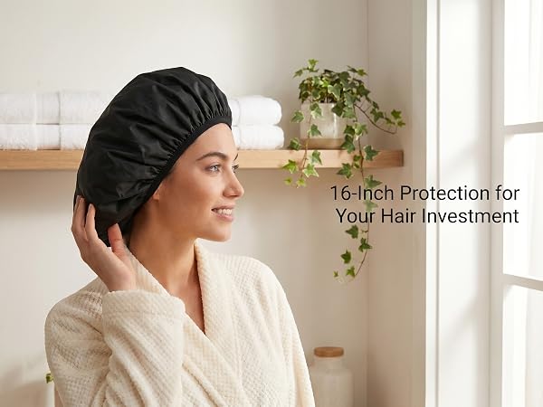 Jumbo shower cap for women reusable waterproof protect your hair blowout keep hair dry