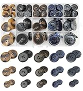 Assorted Buttons for Sewing Crafts,135Pcs 4-Hole Round Blazer Buttons, 5 Color (Brown Black Blue)...