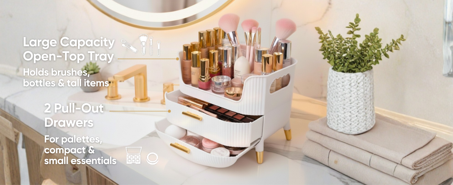 HALAFE Makeup Organizer with 2 Drawers