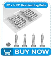 Yinpecly 14 Pcs 3/8" x 1-1/2" Hex Head Lag Screws, 304 Stainless Steel Lag Bolts Hexagon Head Woo...