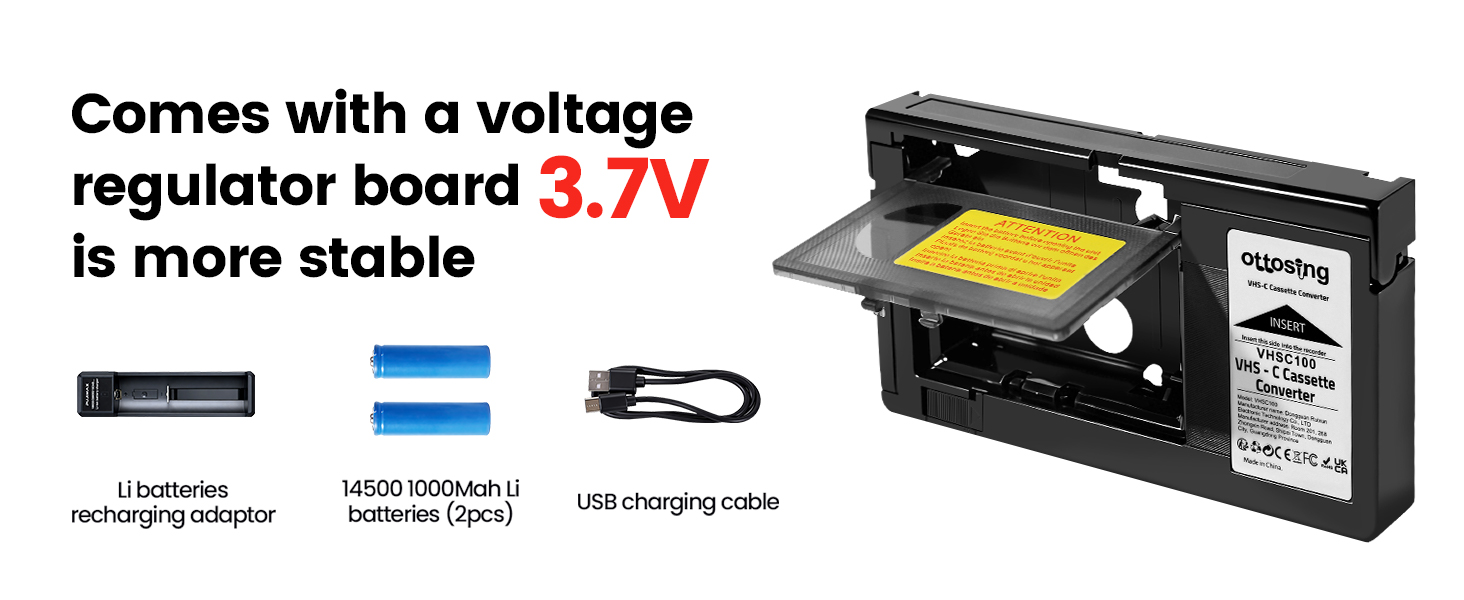 vhs c adapter with stable rechargeable battery