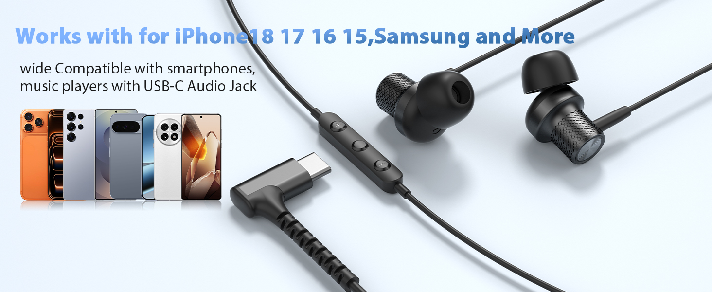 wired earbuds usb c for iphone 18 17 pro max duo 16 15 plus