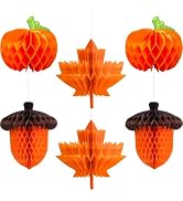 Fall Honeycomb Paper Centerpiece Decoration, 6Pcs Autumn Tissue Paper Pumpkin Acorn Honeycomb Han...