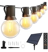 Ollny 60FT Solar Lights Outdoor, Waterproof Remote Control Dimmable Timers 3Modes String Light wi...