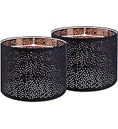 GOSO Black Lamp Shades Set of 2, Drum Lampshades with Laser Drilling Design, Medium Lampshade 13