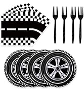 72 Pcs Race Car Paper Plates and Napkins Party Supplies , Race Car Birthday Party Decorations Dis...
