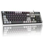 Gaming Keyboard, Rainbow Backlit LED Wired Gaming Keyboard with Clear Housing and Double-Shot Key...