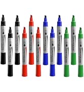 Comix Glass Board Dry Erase Markers, Low Odor Whiteboard Markers, Chisel Tip, 4 Assorted Colors, ...