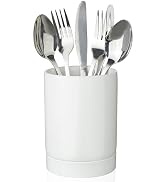MYITYARD Utensil Holder, 6.1?H x 4?W Kitchen Counter Ceramic Silverware Organizer with Drip Tray,...