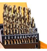 ROGAPER Cobalt Drill Bit Set, 29Pcs M35 HSS Twist Jobber Length for Hardened Metal, Stainless Ste...