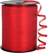 OMISELIO 500 Yard Red Ribbon, Glitter Red Curling Ribbon, Shiny Metallic Curling Ribbon for Gift ...