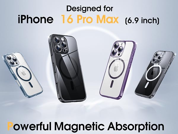 Magnetic Hybrid Clear Case for iPhone 16 Pro Max