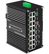 Hereta Industrial Hardened 16 Port Gigibit Managed Fiber PoE+ Ethernet Switch,16 x 10/100/1000T R...