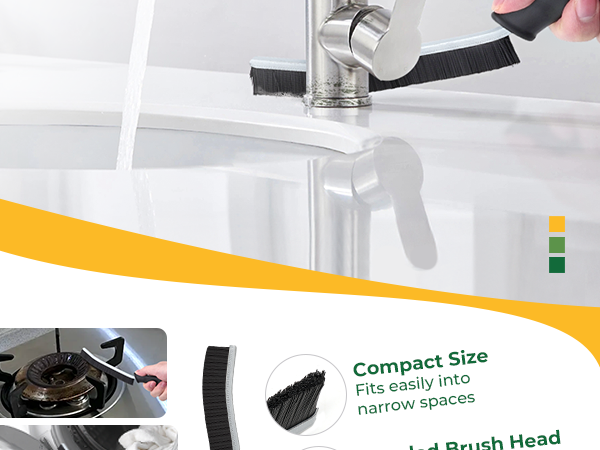 Narrow cleaning brush easily access into corners and crevices