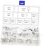 OCR 300Pcs Non-Insulated Ring Crimp Terminals Connector 9 Sizes,O-type Terminals Cable Wire Conne...