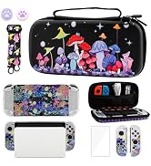 GLDRAM Colorful Mushroom Carrying Case for Nintendo Switch OLED Durable Travel Storage Bag with G...