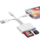 Denlane SD Card Reader for iPhone iPad Mac, USB C & Lightning & USB-A 3 in 1 MircoSD/SD Adapter f...