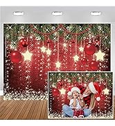 CHAIYA 7x5ft Christmas Red Background Winter Snowflake New Year's Eve Photography Family Party Sh...