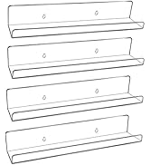 evron 4 Pack Acrylic Shelves for Wall Storage,13.8" Floating Bookshelves for Kids,with Self-Adhes...