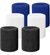 IMAGERIO 6 Pack 4 Inch Wrist Sweatbands Tennis Wrist Bands Absorbent Sweat Band for Men and Women...