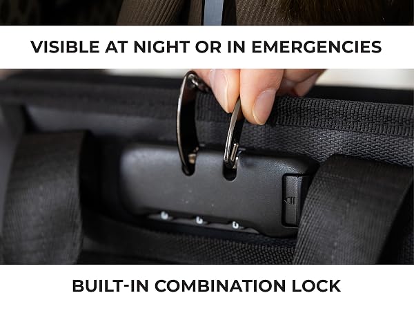 Reflective Shoulder Strap for Better Visibility in Low Light; Combination Lock for Added Security”