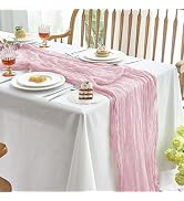 IVAPUPU 2 Pcs Cheesecloth Table Runner - 10ft Pink Boho Gauze Cheese Cloth Table Runner for Baby ...