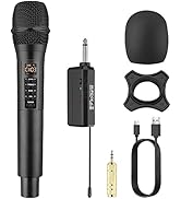 PROZOR Wireless Microphone with Volume Treble Bass Echo Control for Karaoke Machines, DJ, Singing...