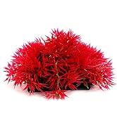 WNHNO Red Artificial Flowers, Fake Flowers, Artificial Pine with Base Grass Fish Tank Ornament Aq...