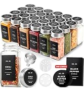 EDELHAUS Square Spice Jars with Acacia Wooden Lid (Pack of 24) Spice Jars with Shaker Insert and...