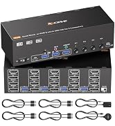 KVM Switch 4 Monitors 4 Computers HDMI + DisplayPort, KCEVE DP KVM Switcher with Audio Jack, 8K@3...